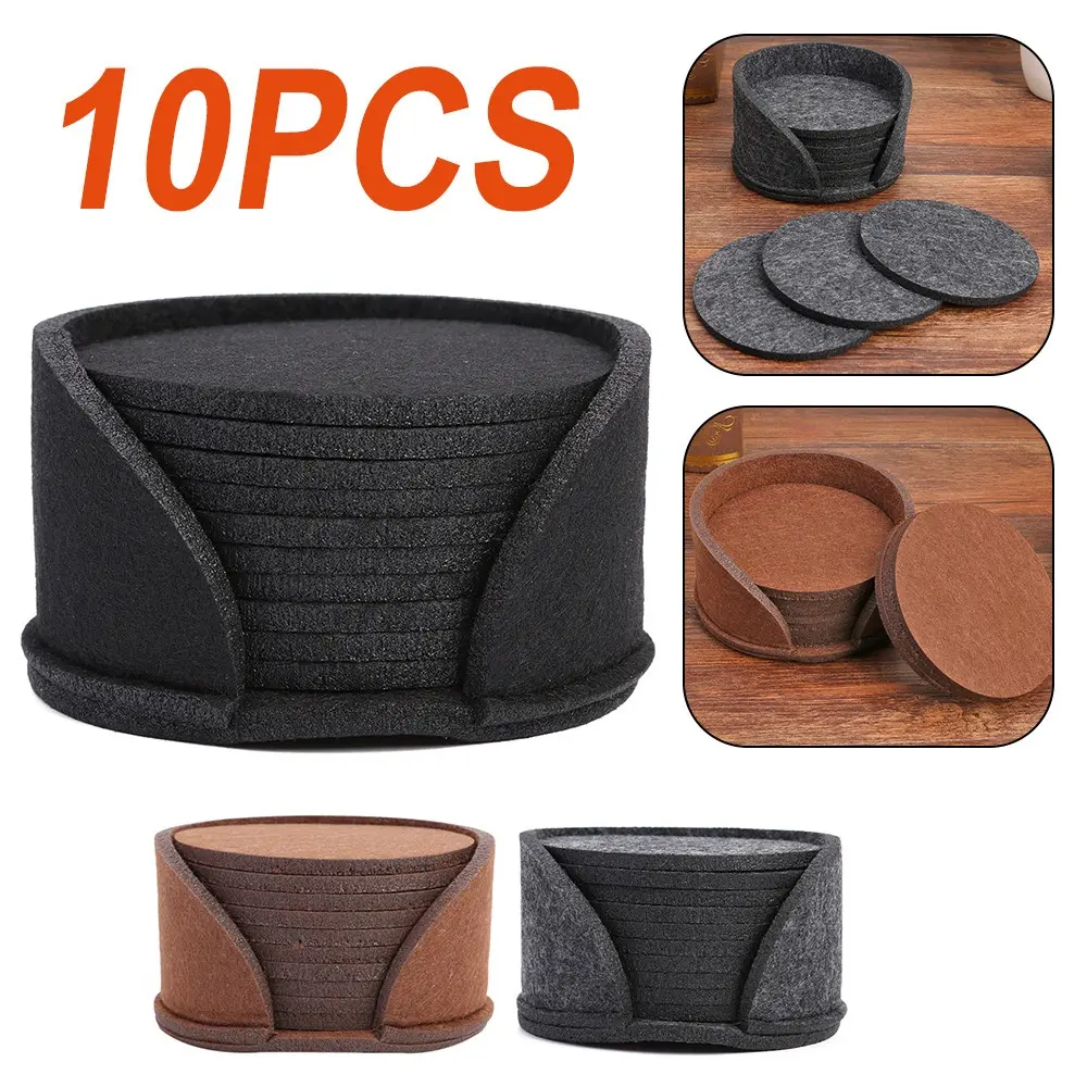 10PCS Natural  Coaster Round Cup Pad Anti Scalding Plants Wine Glasses Coffee Beer Mugs Brown Mat