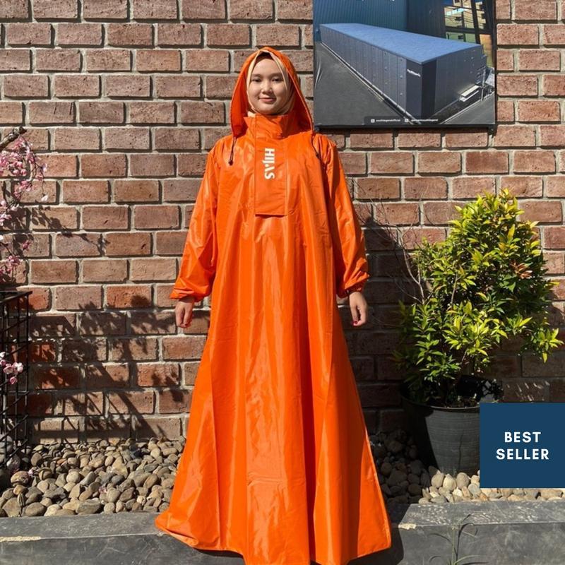 Mantel Jas Hujan Wanita Muslimah Gamis Tebal Premium PVC Tahan air Dapat digunakan kembali Syari 1
