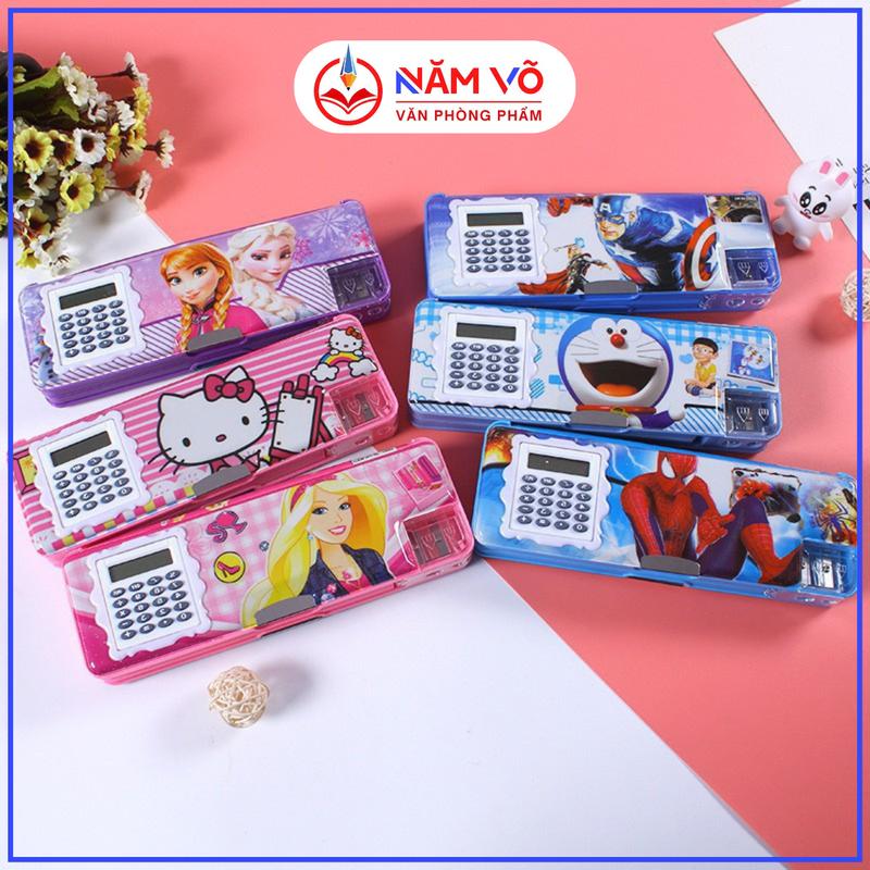 CÓ MÁY TÍNH Hộp Bút Nhựa Có Máy Tính Hộp Đựng Viết Hộp Đựng Bút Nhựa Hít Nam Châm 2 Ngăn Có Gọt Bút Chì và Máy Tính Mẫu Ngẫu Nhiên