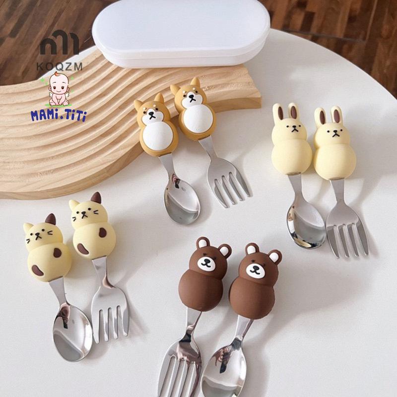 Bộ Thìa Dĩa cho bé, Hộp Nĩa Thìa Trẻ Em Bằng Inox Không Gỉ, Dụng Cụ Cho Bé Muỗng Bé Bộ Đồ Ăn Cho Bé (mã 01)