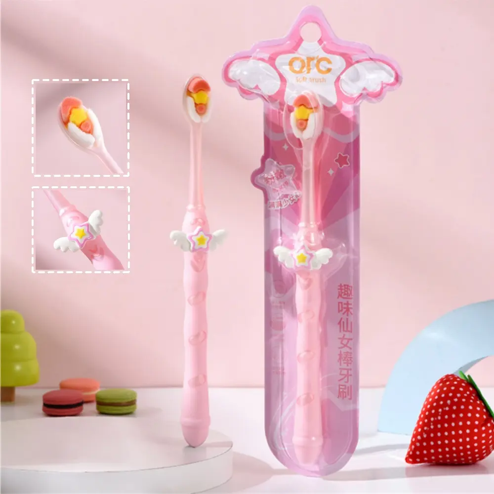 ORC Soft fur toothbrush Fairy Stick Anti slip handle Wide headed soft fur Care for gums Household cleaning toothbrush