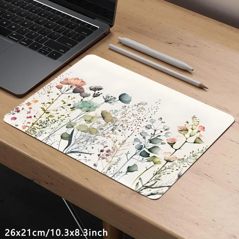 Floral Pattern Mouse Pad, Rectangle Gaming Mouse Pad, Office Desk Keyboard Mat for Home Office Desk 4