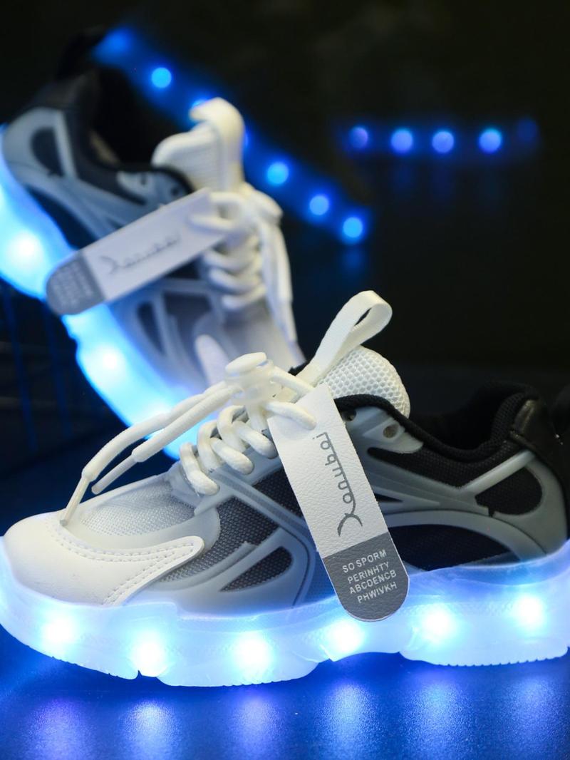 Product Introduction of Usb Rechargeable Led Light Up Sneakers, Fashionable Breathable Comfortable Sports Running Shoes, Cute Colorful Light Up Shoes for Boys & Girls, Shoes for Christmas List, Athletic 3
