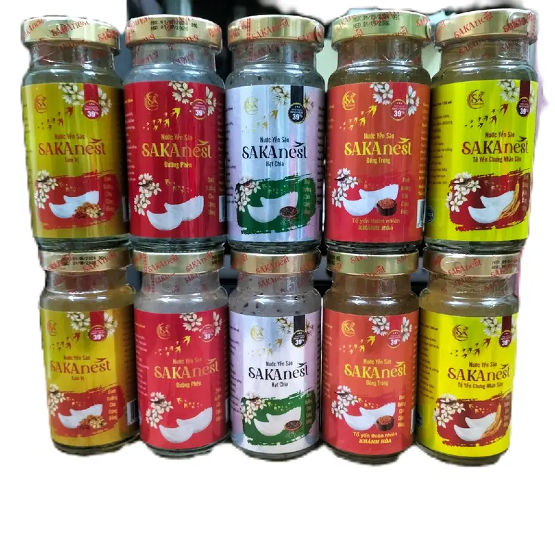 combo 10 lọ yến chưng 5 vị- đường phèn+Đông Trùng Hạ Thảo+Hạt Chia+Nhân Sâm+Tam Vị sakanest lợi ích sức khỏe : kiểm soát huyết áp sức khỏe cho tim mạch bồi dưỡng năng lượng tốt 2