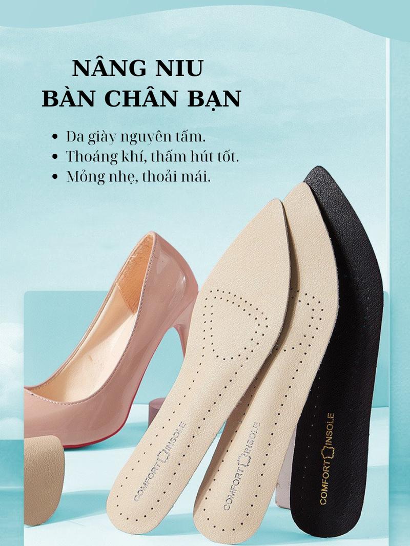 Product Introduction of Lót Giày Nữ Da Bò Thật MINSU M4030 Miếng Dán Lót Giày Cao Gót Bằng Da Bò Thấm Hút Mồ Hôi, Chống Trượt Dành Cho Nữ Leather 7