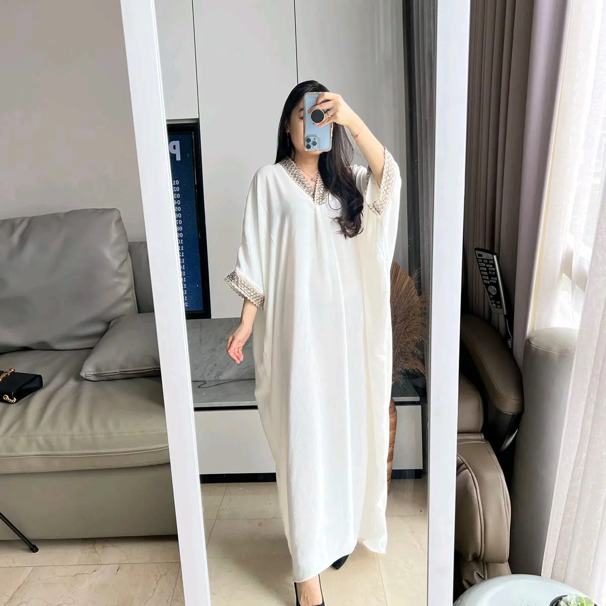 KAFTAN MUSLIM OVERSIZE CRINKEL RENDA 7859_MV Wanita Crinkle Airflow Gamis