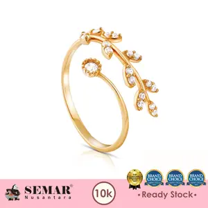 Cincin Emas Dainty Spring Leaf Gold 10K Semar Nusantara