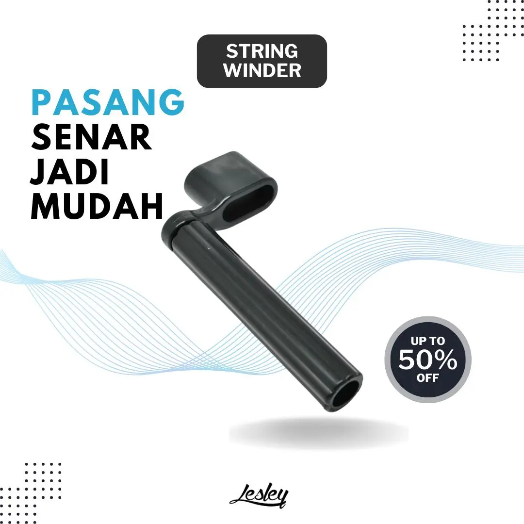 Lesley 2 in 1 Multifungsi String Winder Alat Pemutar Dryer Senar Gitar Peg Pin Universal Hitam