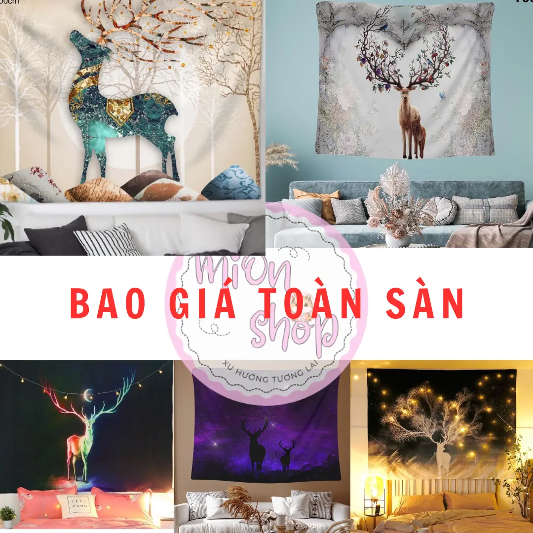 [GIÁ XƯỞNG] Tranh Vải Treo Tường Decor Hình Huơu - Thảm Vải Treo Tường Trang Trí Hình Con Huơu (tặng kèm 3 đinh 2 móc) Decor Phòng