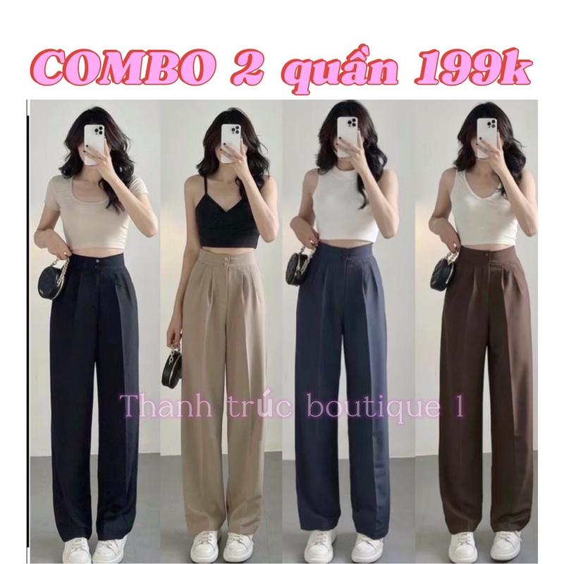 { COMBO 2 QUẦN } quần tây ống rộng suông 5 màu cạp lưng cao,chất vải tuyết mưa mềm mát