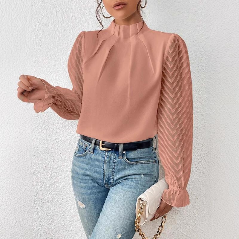 Chiffon Lotus leaf sleeve Off Shoulder Patchwork Blouses Chiffon Lotus leaf sleeve Off Shoulder Patchwork Blouses