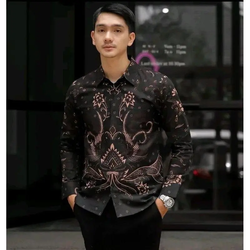 Baju Kemeja Batik Pria Lengan Panjang Santai Distro Halus Premium Jumbo Size M L XL XXL Dewasa Kerja Keren Motif Mewah Nyaman Cowok Casual Katun 0
