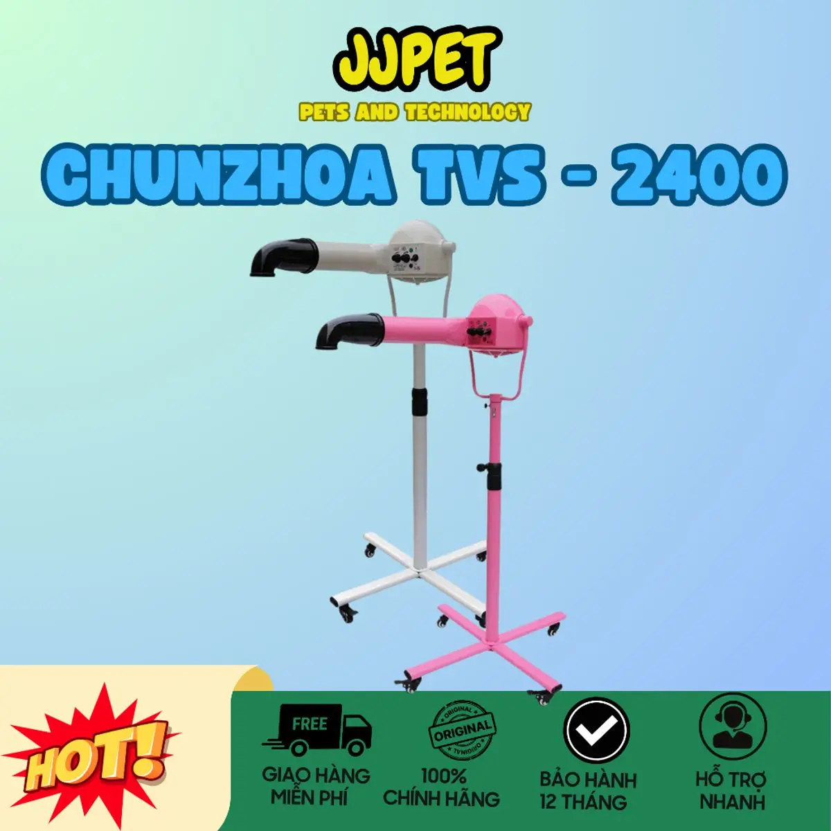 [ƯU ĐÃI] Máy sấy đứng Chunzhou TVS-2400- Chuyên dụng grooming- Sang trọng- Sấy êm ái- Tiếng ồn thấp