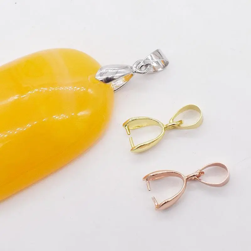 Khóa Mặt Dây Chuyền, Kẹp Chốt Mạ Bạc Khóa Mặt Dây Chuyền Ngọc Bích, Móc Cài Mặt Dây Chuyền Ngọc Bích, Móc Cài Vòng Cổ Pha Lê Ngọc Lục Bảo Phụ Kiện Tự Làm 0