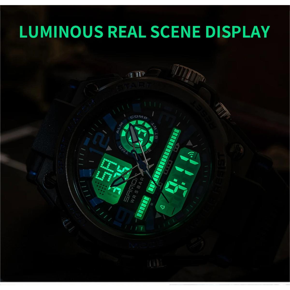 Men Sports Quartz Watches Dual Display LED Electronic Digital Wristwatches Waterproof Military Watch Relogios Masculino