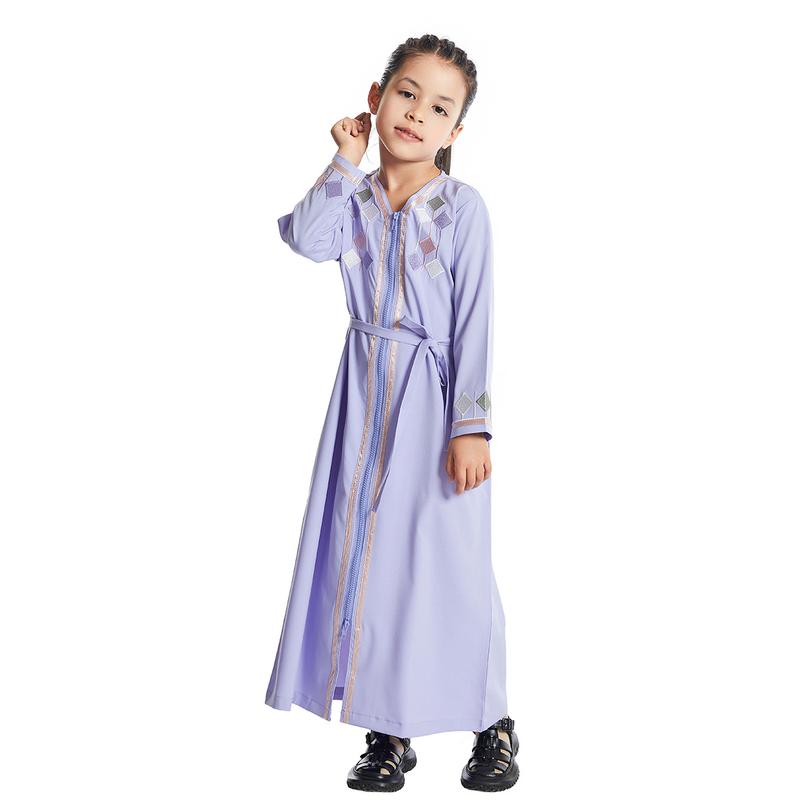 Product Introduction of Girls Kids Abaya Dress Clothing,Floral Printed Gown Children Robe 21