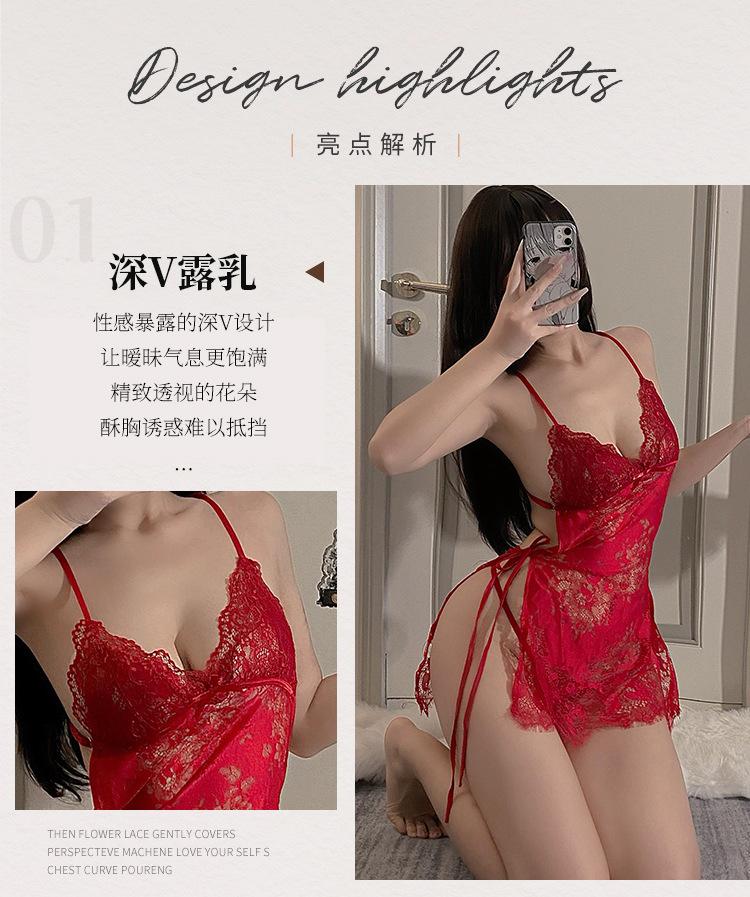 Product Introduction of Sexy Lace Sheer Nightgown Width Adjustable Women's Clothing Assorted Colors, plus size daster  tali satu Fabric Womenswear Drawstring Elastic Elegant Fit Lingerie Panty Skirt Nightwear daster  tali 1 nighties ladies baju  daster  wanita  tidur 11