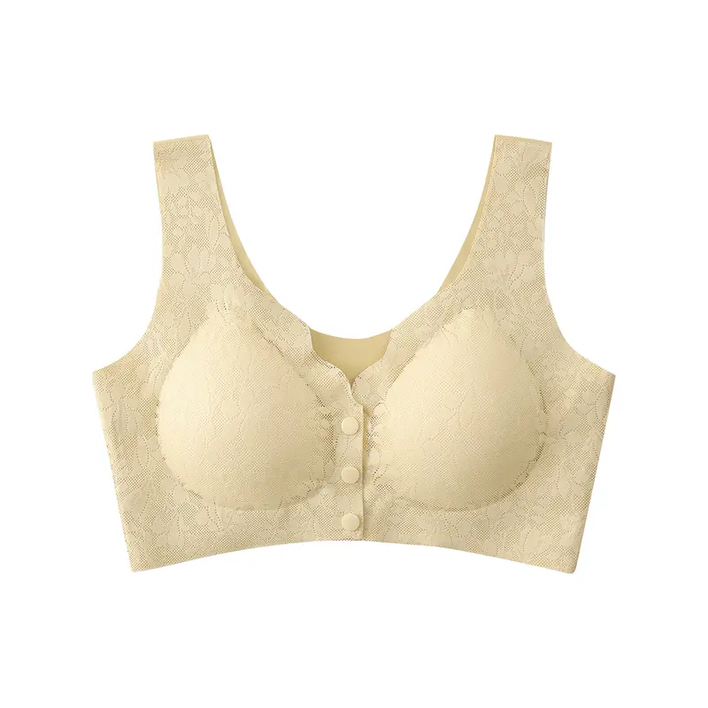 GRENEY L.W.L Bra Rompi Renda Pakaian Dalam Wanita Tipis Push Up Bh Sport Tanpa Kawat Kancing Depan Busa-89697 7