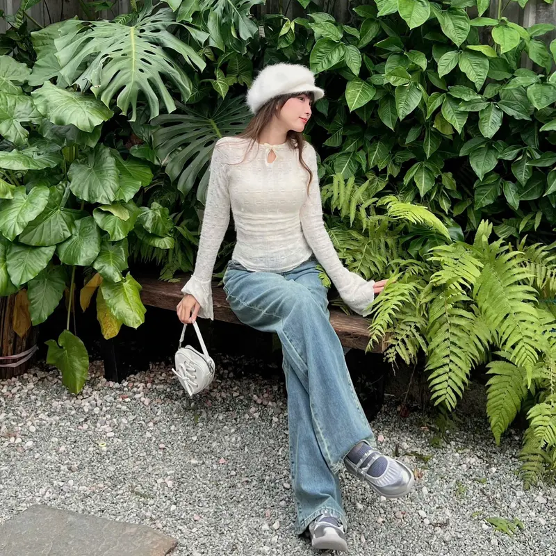 Áo len nữ RedShop tay loe đính nơ chất liệu lông thỏ mềm mịn co giãn CÓ LÓT - TOP Women 306002 Kem 5