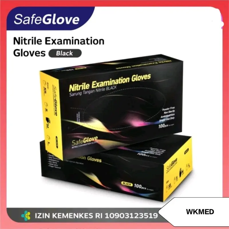 HANDSCOON HITAM NITRILE NITRIL SARUNG TANGAN SAFEGLOVE BLACK 100