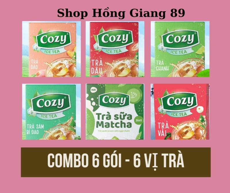 Combo 6 Gói Trà Hoà Tan Cozy 25gr/gói - 6 Vị Trà Đào, Dâu, Vải, Chanh, Bí Đao, Trà Sữa Matcha