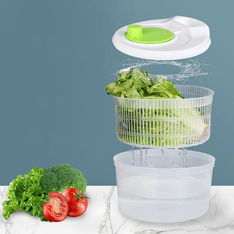 Máy Sấy Xoay Salad, Rổ Ráo Nước Thực Phẩm Rau Củ Quả, Máy Khử Nước, Giặt Nhanh Và Sấy Khô, Máy Trục Ly Hợp Thủ Công Dụng Cụ Gia Đình Nhà Bếp 1