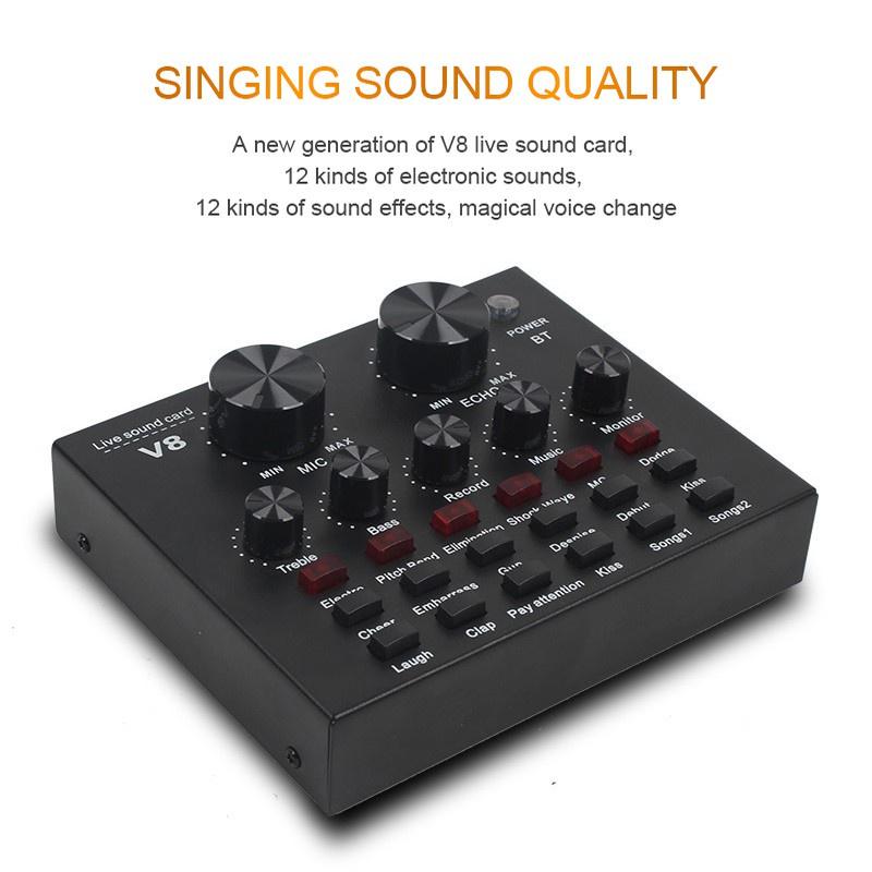 Product Introduction of Soundcard V8 Lengkap Ori V8 Sound Card Microphone Webcast Live External Sound Card with Personal Entertainment Streamer for Phone Computer Sound Card V8 Audio Soundcard New 1