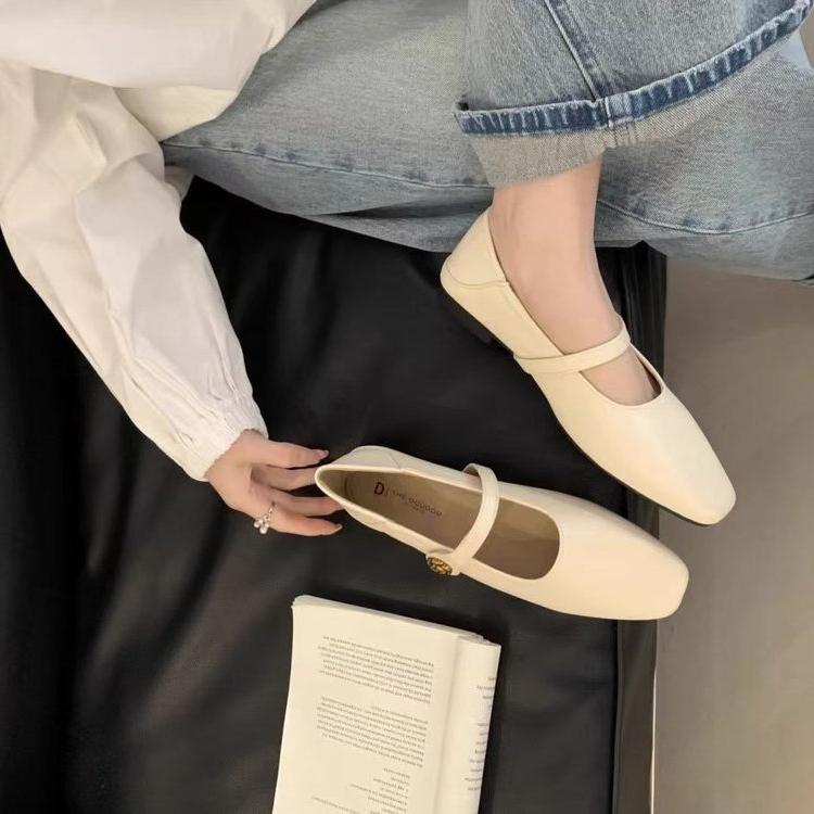 Giày Đế Bằng, JINxCHOY SHOES, Phong Cách Cổ Điển Hàn Quốc, Gót Thấp, Chất Liệu PU, Thời Trang Nữ, Thích Hợp Mặc Hàng Ngày, Thoải Mái, Thường Ngày, Chống Trượt, Chống Mài Mòn, Màu Trơn, Thiết Kế Velcro Lười Biếng, Giày Mueller 7