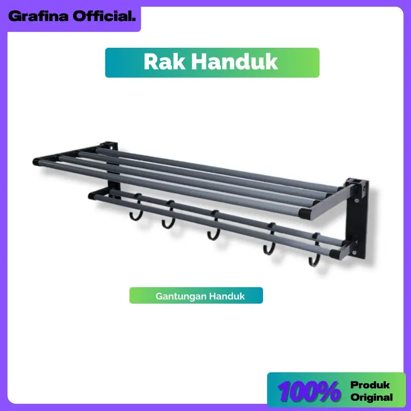 Rak Gantungan Handuk Kamar Mandi Jemuran Handuk Dinding Towel Hanger 0