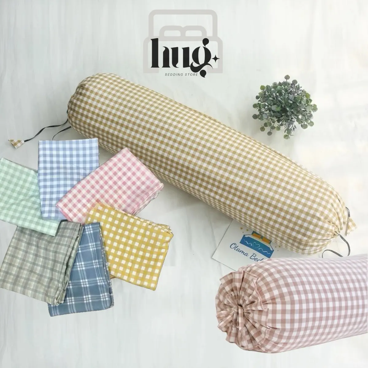 Vỏ Gối Ôm Cotton Đũi Kích Thước 35x100cm Hoạ Tiết Kẻ Caro Siêu Mềm Cao Cấp
