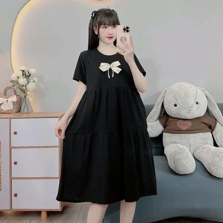 (50-100kg)Váy bầu bigsize chất cotton cực xinh,co giãn tốt