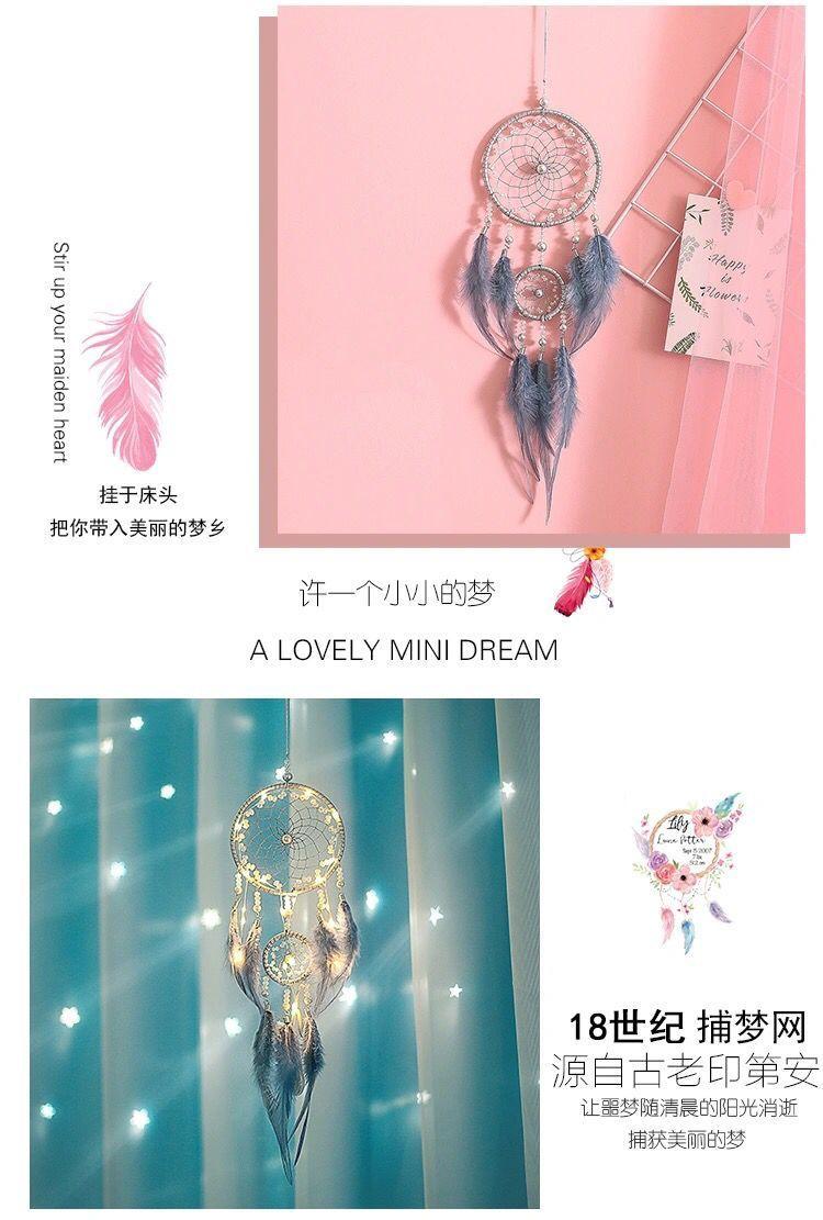 Product Introduction of Hươu Ấn Độ Dream Catcher Phòng ngủ Trang trí đầu giường Chuông gió phong cách cô gái trẻ Món quà sinh nhật Cô gái cho bạn cùng lớp 3