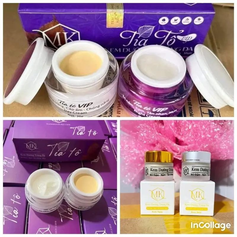 Bộ Kem Face Nám Víp [Ngày Và Đêm] Dưỡng Trắng Da Chống Nắng Tía Tô Vip Mk ,mờ nám 20g