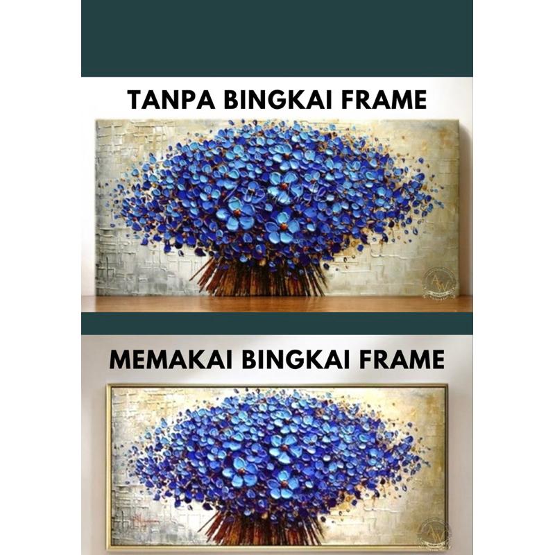 lukisan abstrak modern latar hitam dengan variasi gold 1