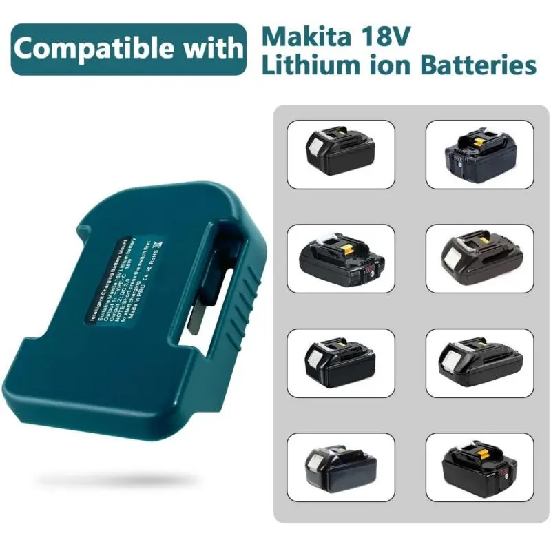 Battery Adapter for Makita 18V Lithium-ion Batteries, USB and Type-C Fast Charger Dock, Portable Battery Holder (Adapter Only), Tool Accessories, Hardware 8