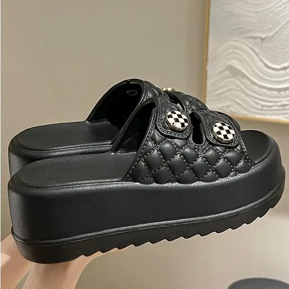 M-PH FENTINA Sandal Wanita Kekinian Sandal Fuji Korea Sandal Jelly Slop Wedges Premium Tidak Licin Empuk Hitam Sendal 7
