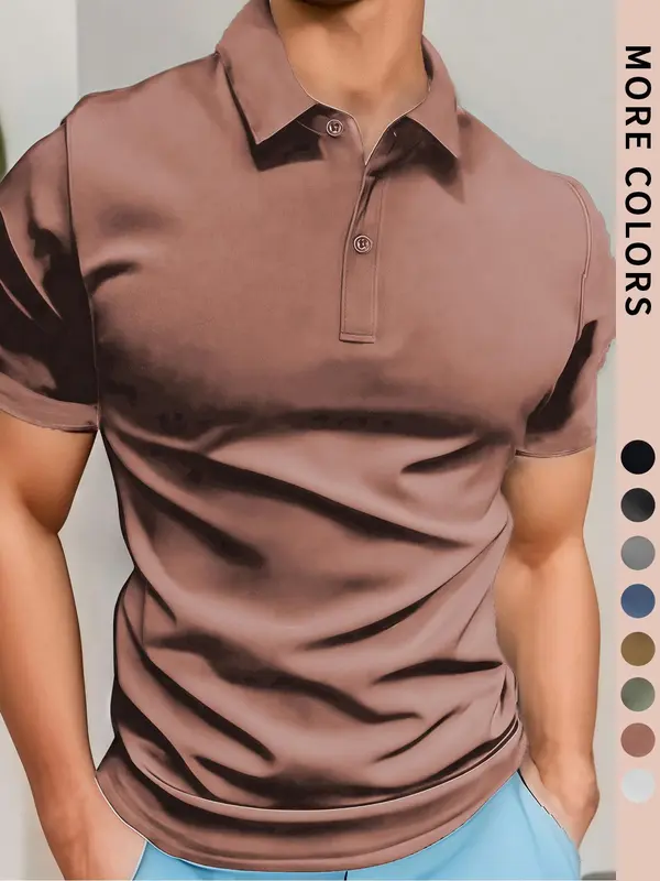 Men's Solid Color Pique Polo Shirt, Regular Fit Casual Breathable Comfortable Short Sleeve Top for Outdoor Daily Wear, Men's Clothes for All Seasons, Tropical 2