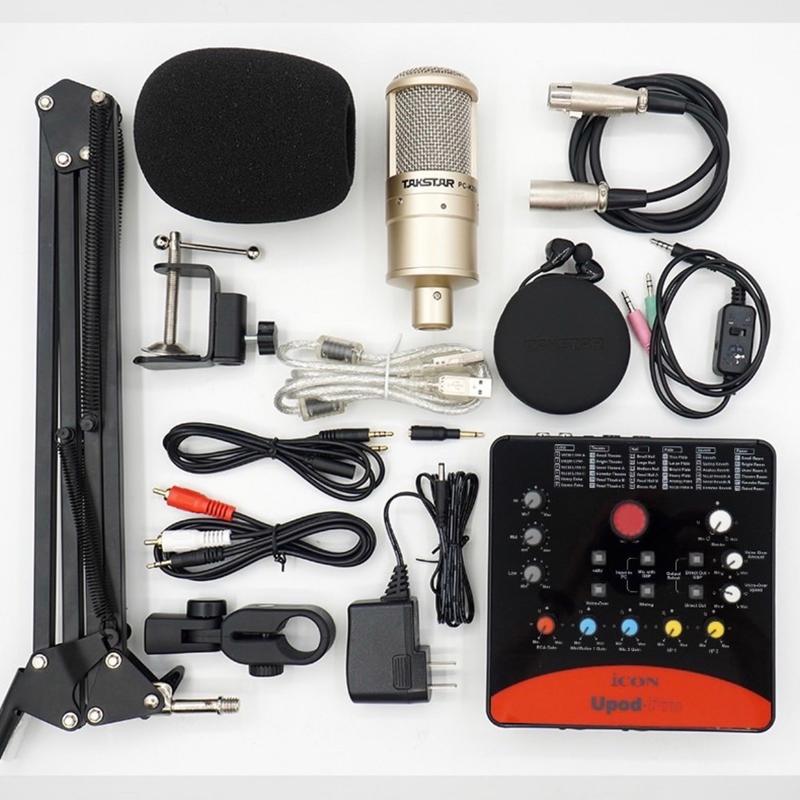 Combo bộ livestream thu âm mic PC K200 và sound card Icon Upod Pro