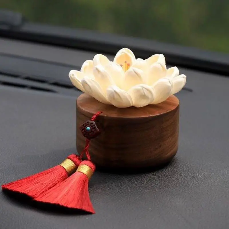 Bình Hoa Gỗ Hoàng Dương Liên Hoa Sen Cao Cấp Trang Trí Ô Tô Sang Trọng 2
