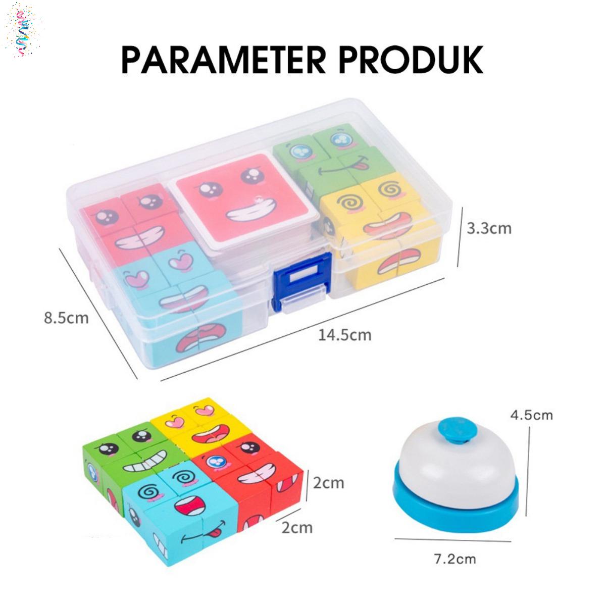 Mainan Face Changing Cube - Puzzle Edukasi Ekspresi Wajah, Permainan Ketangkasan Anak, Game Keluarga Interaktif yang Mengasah Kreativitas, Keterampilan Motorik, dan Berpikir Logis Anak!