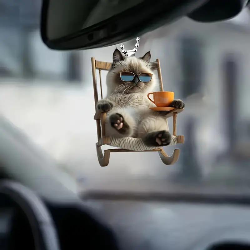 New Cross-border Cute Cat Acrylic Material Flat Car Hanging Backpack Accessories Home Decoration 3