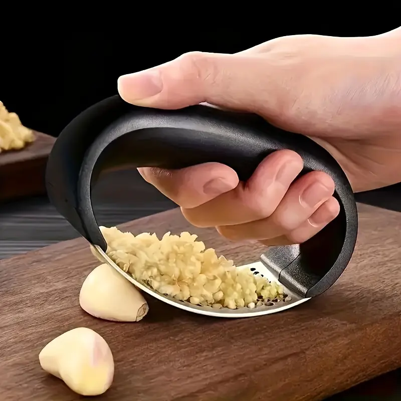 Purchase a Stainless Steel Garlic Crusher - Manual Vegetable Cutter and Fruit Crusher for Restaurants and Supermarkets - Easy-to-Use Kitchen Gadget 0