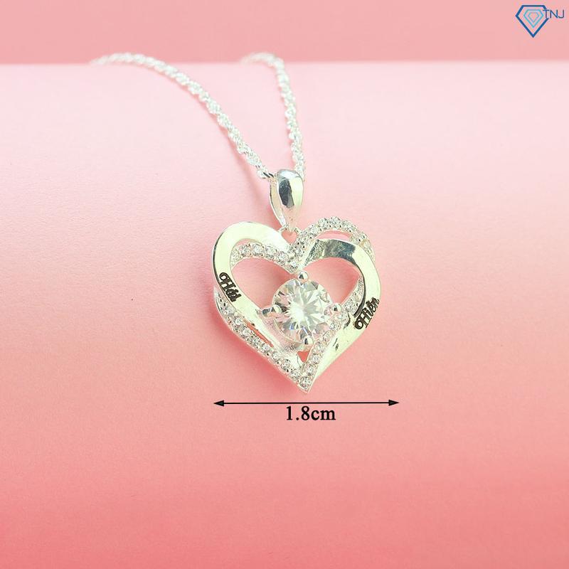 Dây chuyền M.o.i.s bạc nữ  hình trái tim 6.5 ly DCNM0012 khắc tên
