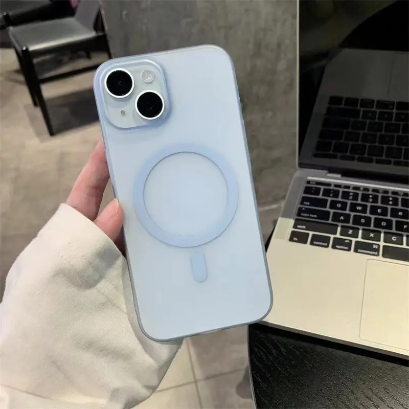 Ốp Điện Thoại Trong Suốt Nhám Siêu Mỏng, Hút Từ Tính, Tương Thích Với iPhone 11 12 13 14 15 PRO MAX Và 14 Plus Phụ Kiện 5