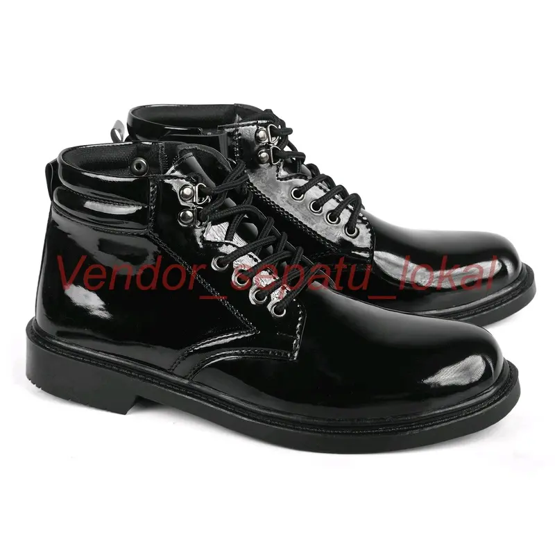 Sepatu Dinas Harian Pria Tni Polri Security , Sepatu Pdh Tali Reslating Kilap dan Tali Mati Hitam Kilap Kerja Boots Shoes 4