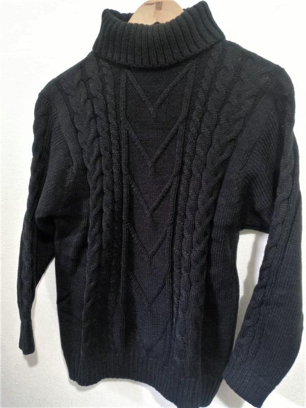 Turtleneck Sweater Dewasa Kerah Tinggi Motif Cable Knit Oversize 4