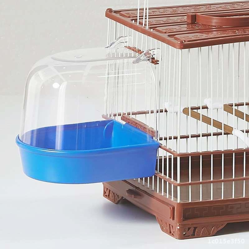Product Introduction of Bird Bathtub Shower Box  Plastic Case Water Bath Tub for Pet Bird Bowl Parrots Parakeet Hanging Birdbath Cage accessories 3