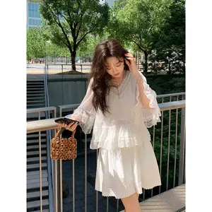 [clearance]PO15 CHICMORE Atasan Kemeja gaya wanita desain lengan kuncup bunga