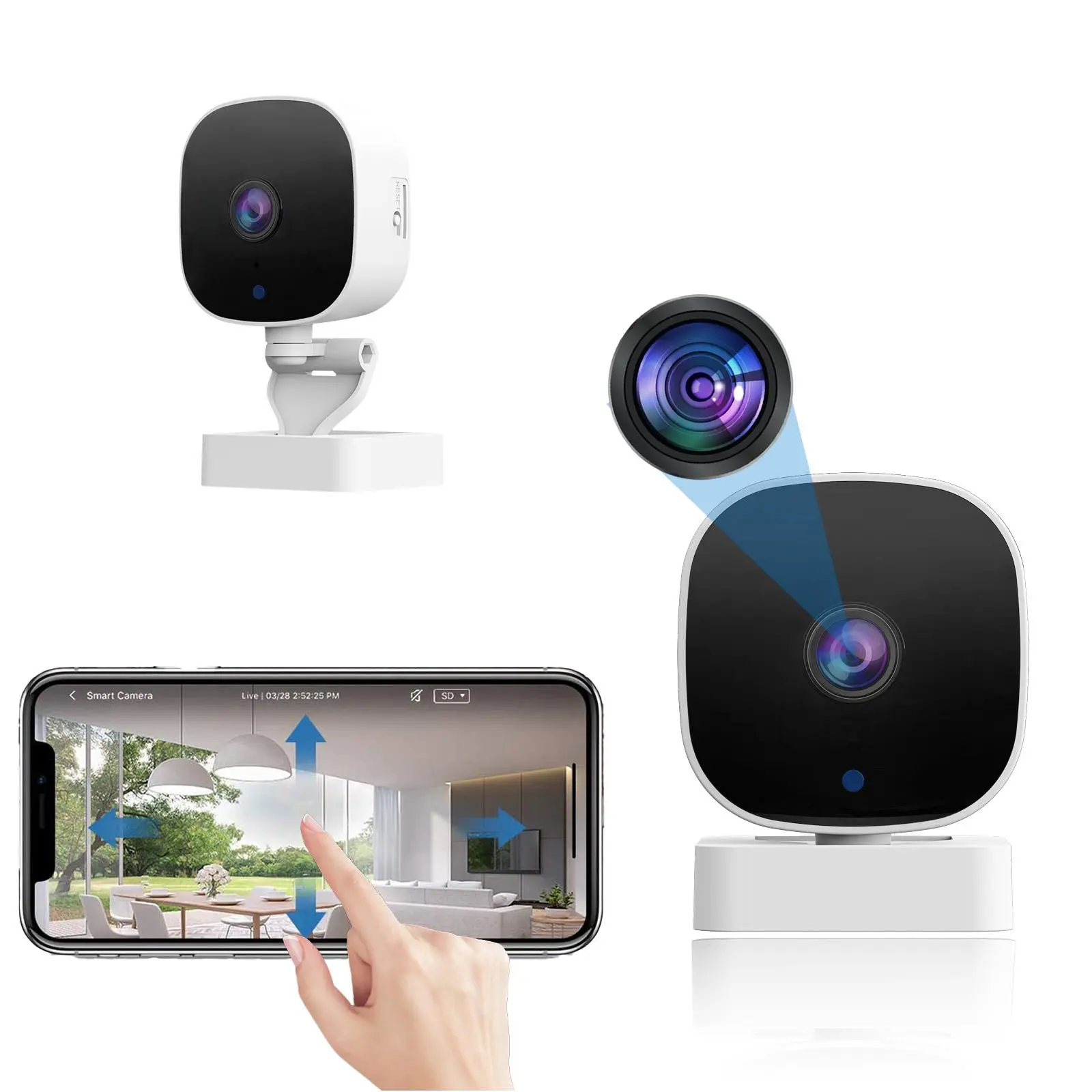 WiFi Security Camera, USB Powered Compact HD WiFi Security Camera with Motion-Detection, Smart Tracking Camera for Indoor Use