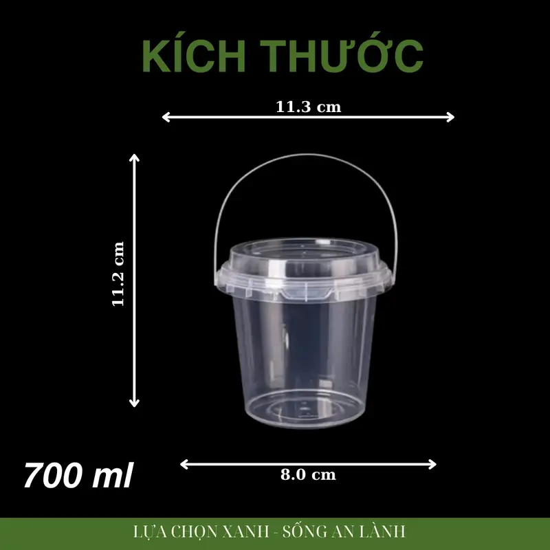 [COMBO50/700ML] Combo 50 Xô Nhựa Tròn 700ML Kèm Quai Xách Dùng Một Lần An Toàn Thân Thiện Với Môi trường 1